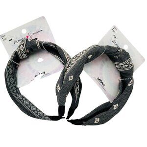 Scunci Headbands Gray & White Printed Knot Design 2-Pack